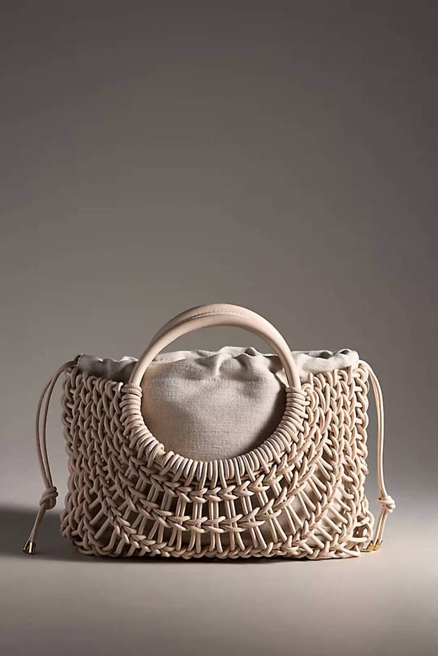 NEW DOLCE VITA women's azure woven handbag in bone
